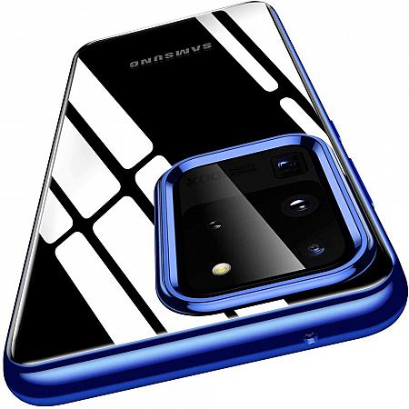 Silicone Coque pour Samsung S20 Ultra Couverture de Protection Transparent Bleu