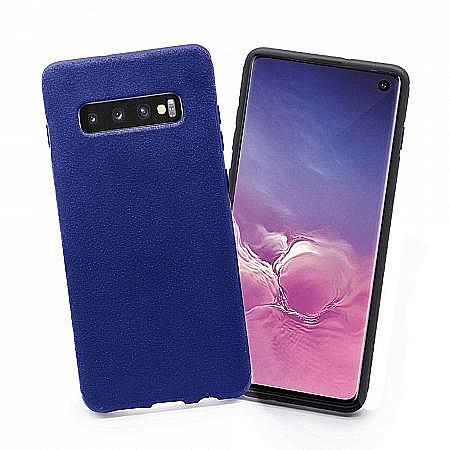 Coque en Suède-Fibre Case de Protection pour Samsung S10 Bleu