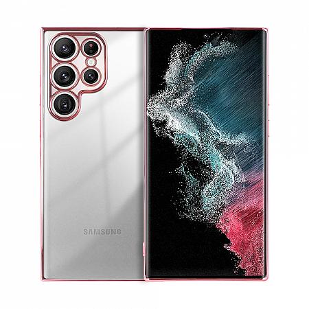 Silicone Coque pour Samsung S24 Ultra Couverture de Protection Transparent Rose