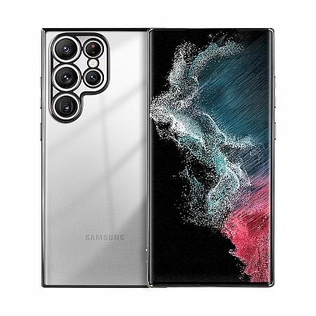 Silicone Coque pour Samsung S24 Ultra Couverture de Protection Transparent Noir