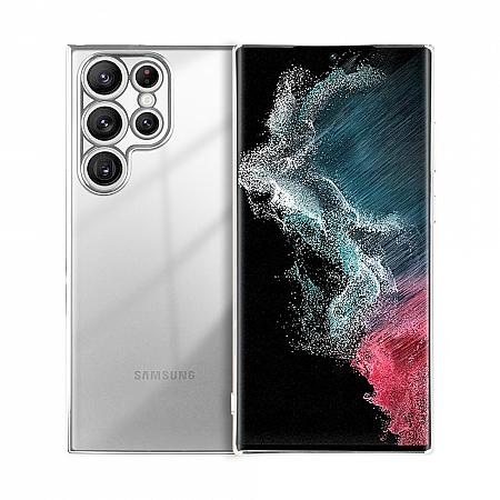 Silicone Coque pour Samsung S24 Ultra Couverture de Protection Transparent Argent