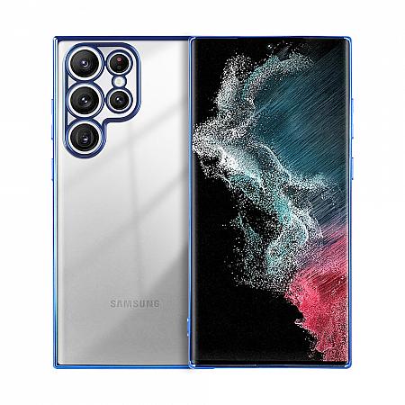 Silicone Coque pour Samsung S24 Ultra Couverture de Protection Transparent Bleu